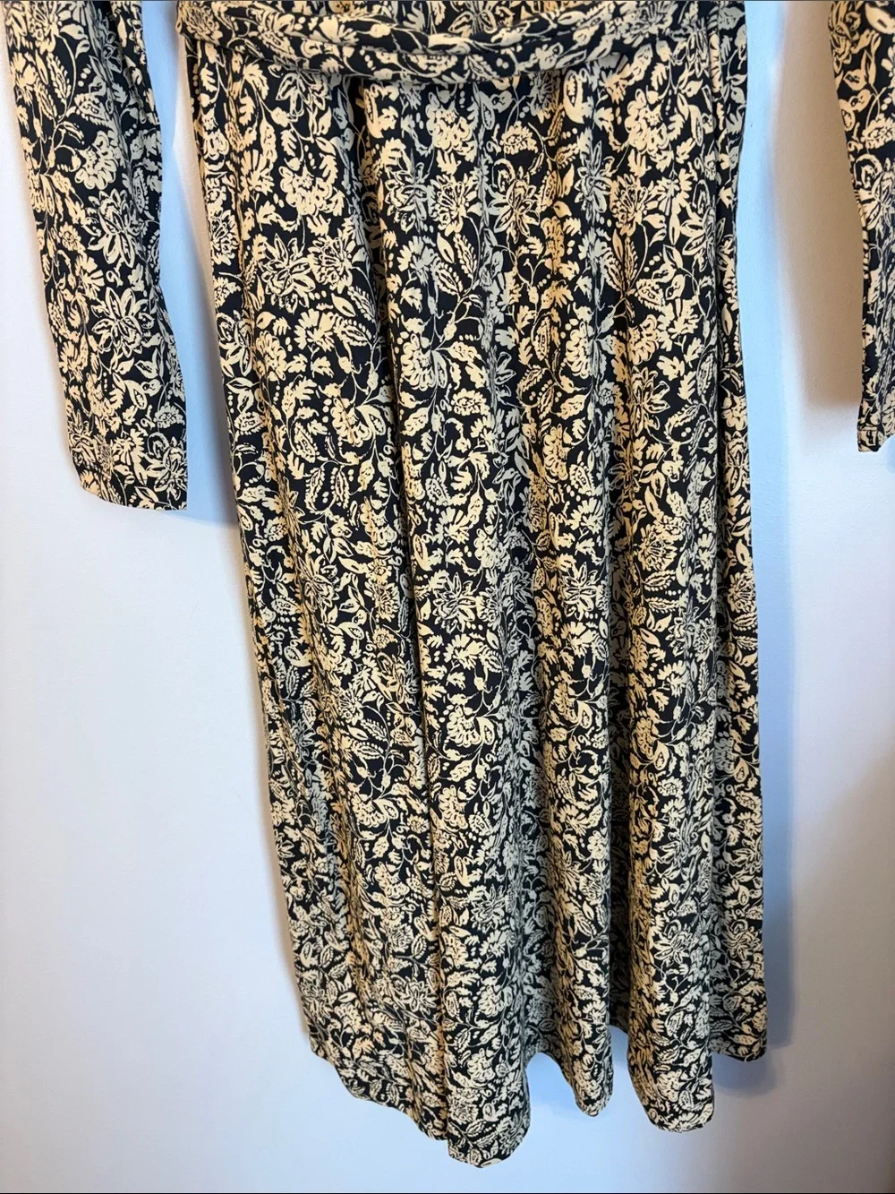 Pact Paisley Blossoms Black Fit & Flare Organic Cotton Dress size M